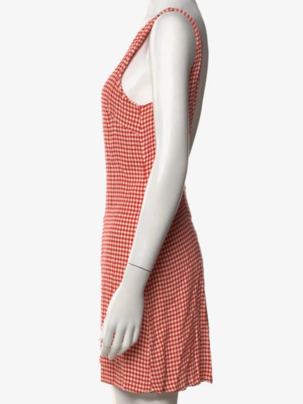 Reformation Rosemond Dress Strawberry Check Gingham 4 Red White Mini Open Back - Picture 6 of 9